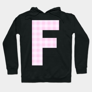 Pink Letter F in Plaid Pattern Background. Hoodie